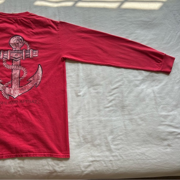 Comfort Colors Marshland Apparel Red "Anchor Design" Long Sleeve T Shirt Size S - Picture 10 of 12